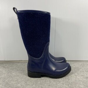 UGG Reignfall Tall Rain Boots Knee High Pull‎ On Navy Blue Womens Size 6